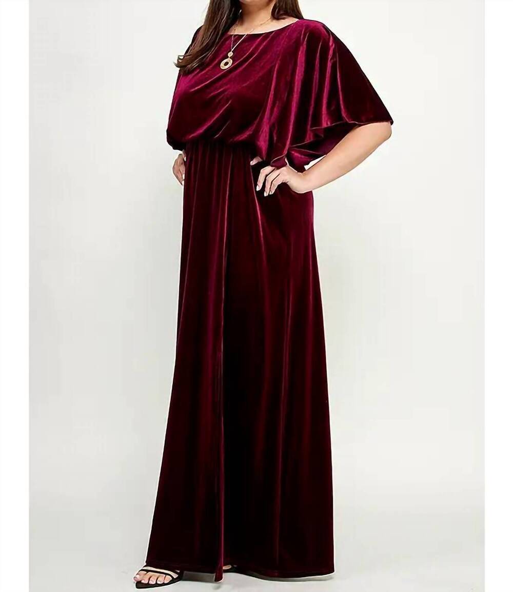 NEW SEE AND BE SEEN velvet maxi dress in burgundy - Picture 3 of 3